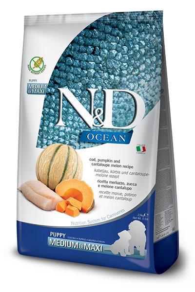 N&D Ocean Cod, Pumpkin and Cantaloupe Melon Puppy Medium & Maxi 12kg